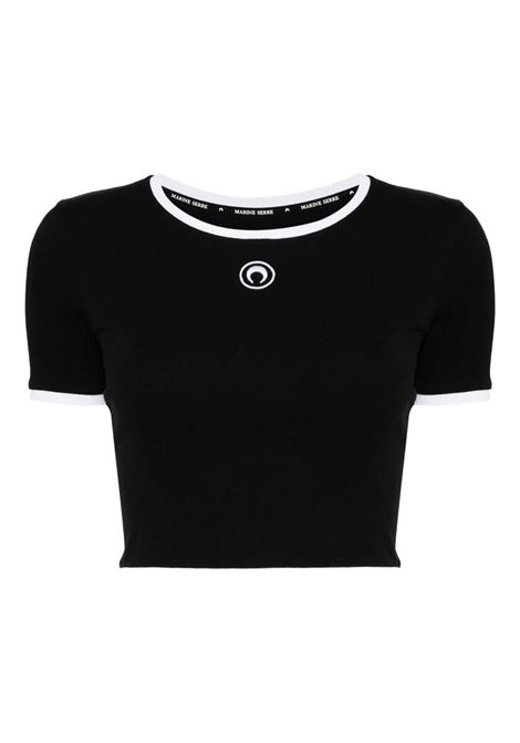 moon logo bicolor jersey ss cropped top MARINE SERRE | WTO087ACJER0008BK96